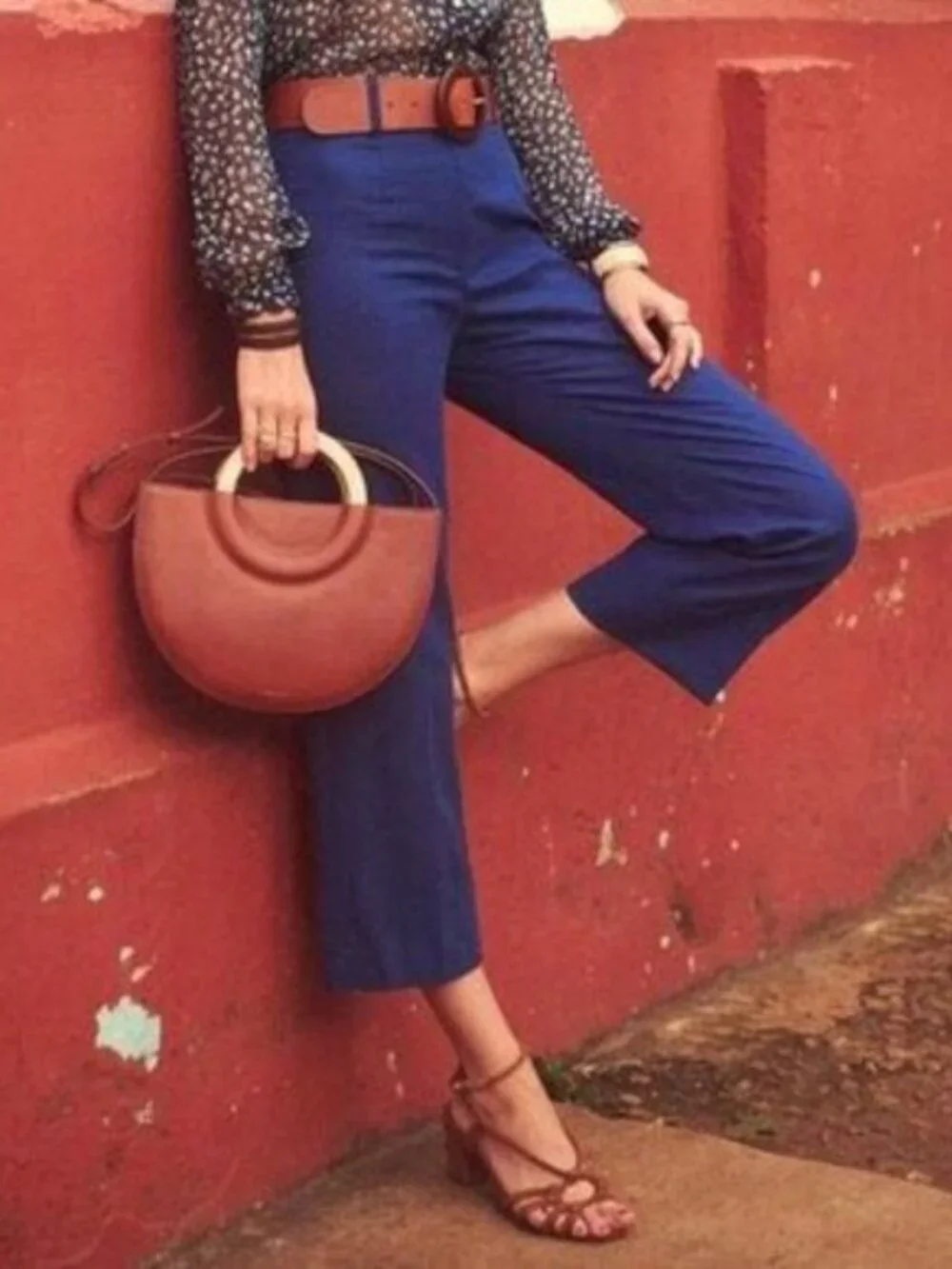 Last Call! EUC Sezane Jude Linen Cotton Cropped Pant Indigo Blue 36, 4, S